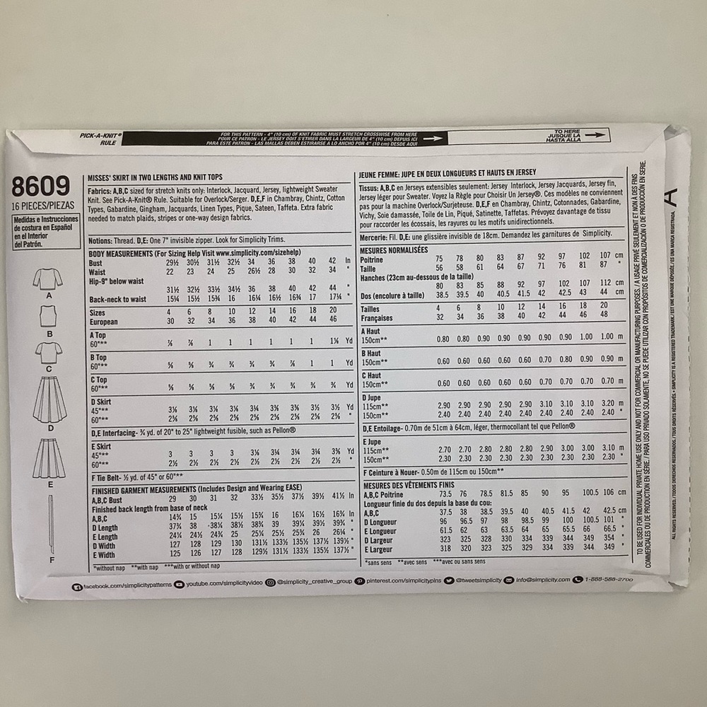 Simplicity 8609 Sewing Pattern - Picture 5 of 5